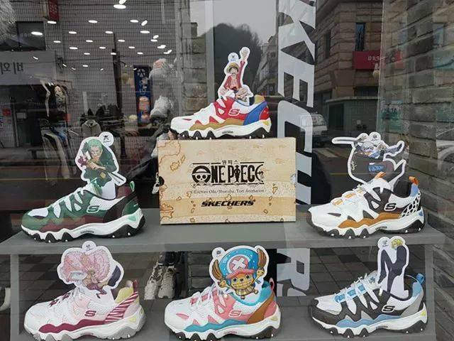 one piece skechers collab