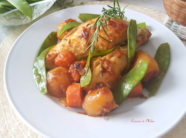 Pollo con verduras de primavera