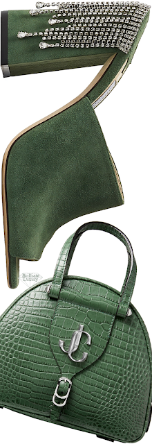 ♦Jimmy Choo green Baia mule shoes & Varenne bowling bag #jimmychoo #shoes #bags #green #brilliantluxury
