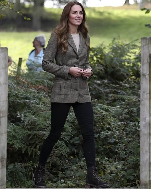 Kate Middleton wore a scottish wool, belted jacket by Really Wild Clothing. Kate wore boots by See By Chloe