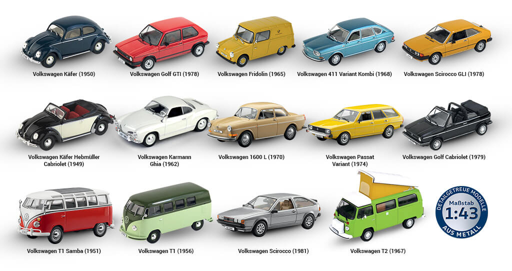 Volkswagen Modell-Sammlung 1:43 neuwertig mit Zeitung Auswahl 1-16 DeAgostini