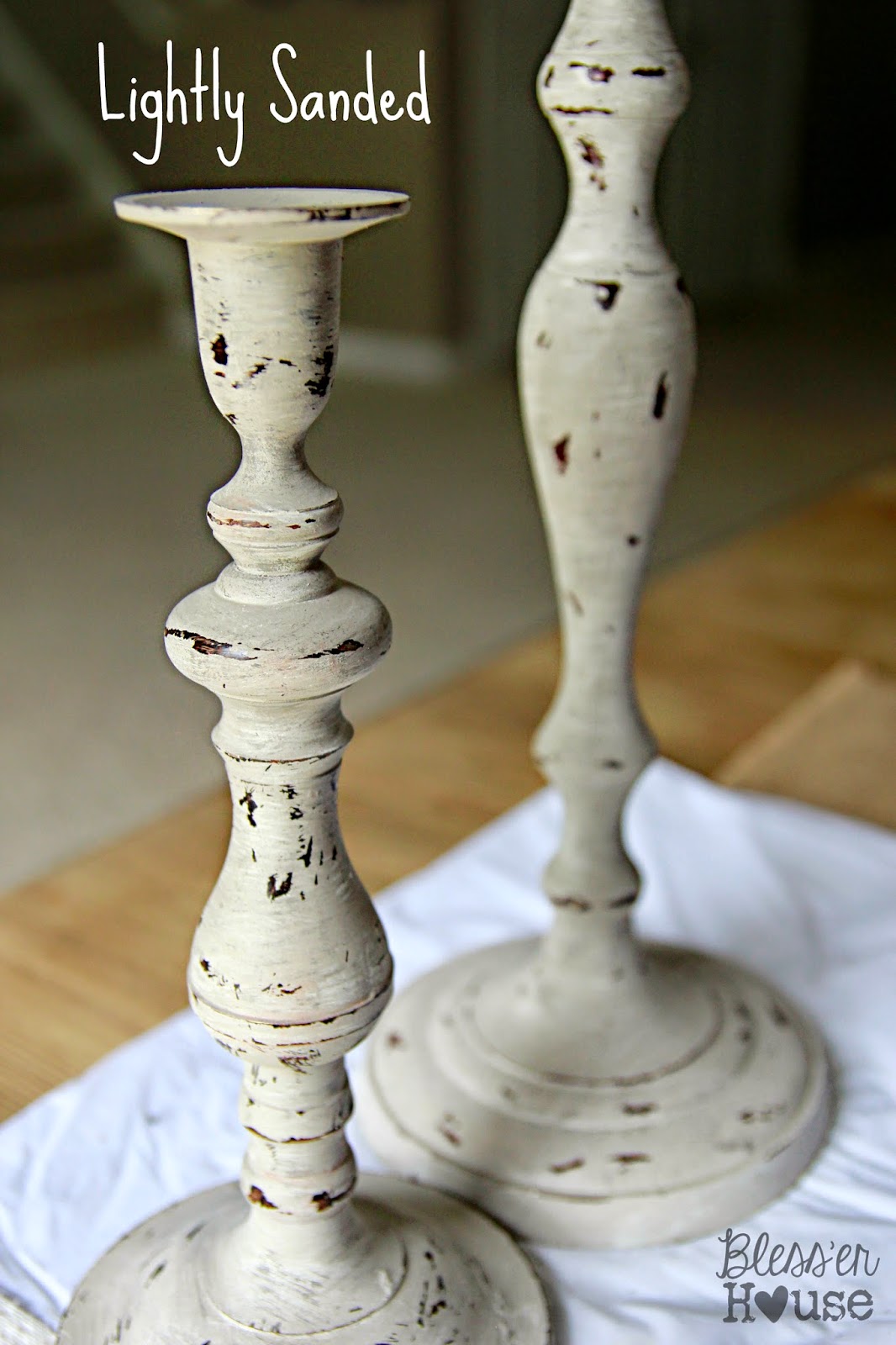 DIY Distressed Thrift Store Candlesticks Bless'er House