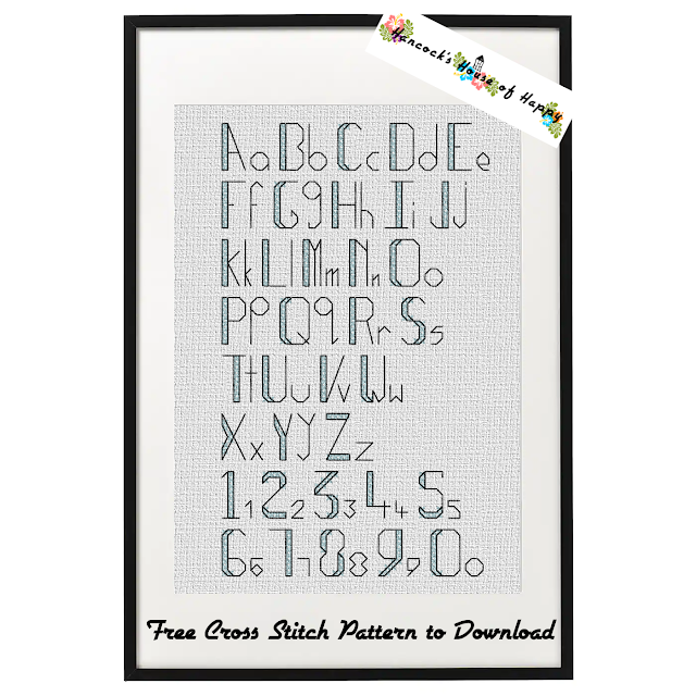 Free Cross Stitch Font. Art Deco Cross Stitch Alphabet Pattern.