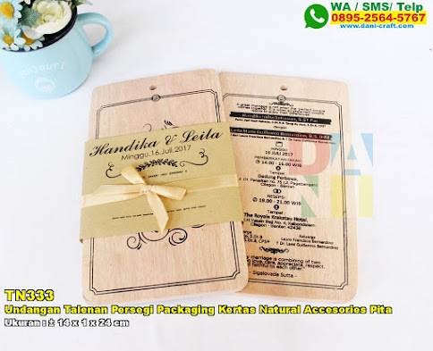 Undangan Talenan Persegi Packaging Kertas Natural Accesories Pita