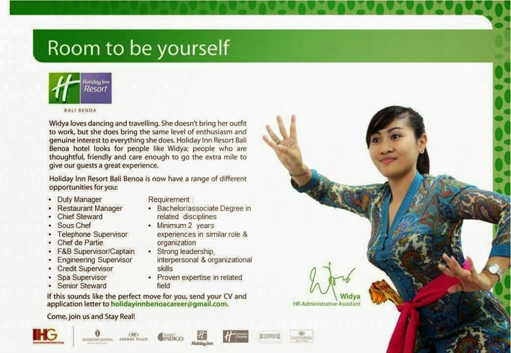 HHRMA Jobs Vacancy Holiday Inn Benoa