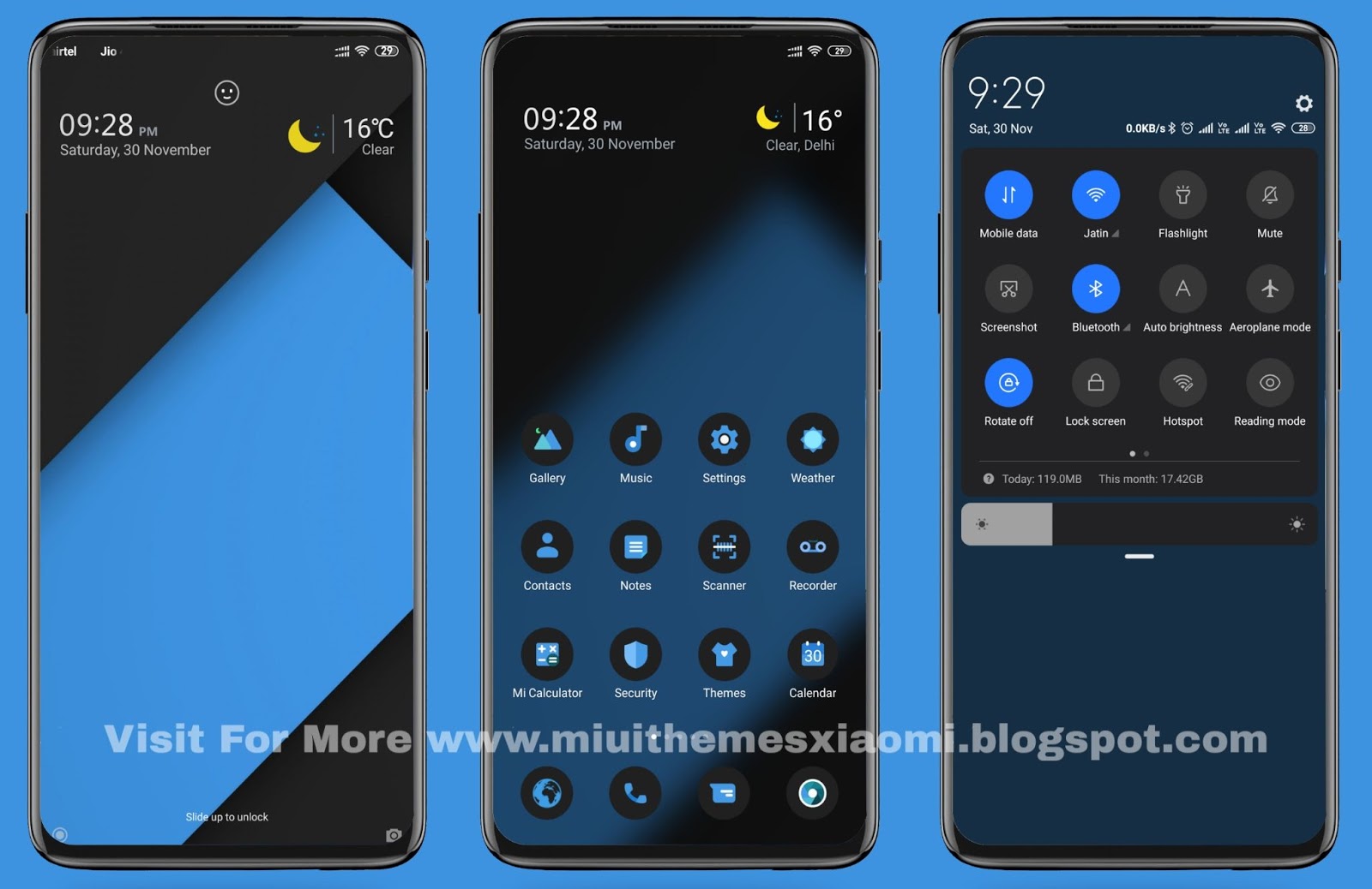 Dark Blue MIUI Theme Download For Xiaomi Mobile MIUI Themes Xiaomi Themes Redmi Themes