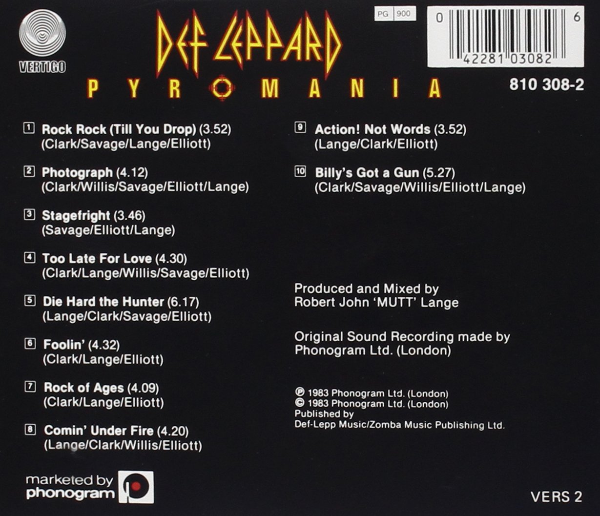 def leppard pyromania tour dates