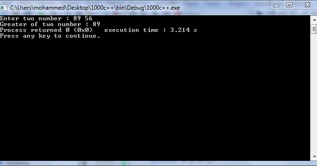 Programmers Area: C++ program to find greater of two number using ...