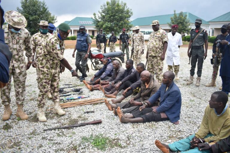 Army Apprehends,Parades Eight Suspected Bandits Behind Southern Kaduna Attacks