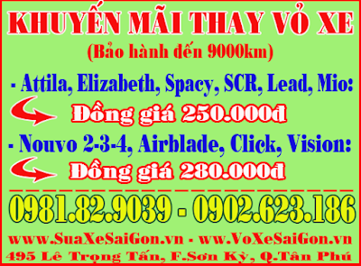 Khuyến mãi thay vỏ xe tay ga