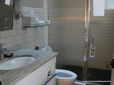 guest bath room at Wydown Hotel in St. Helena, California