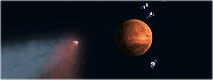 chuva de meteoros em Marte - cometa Siding Spring