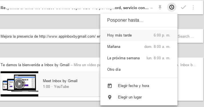 Posponer Correos en Inbox