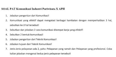 Soal Pat Komunikasi Industri Pariwisata Kelas 10 Tahun 2020 Pendidikan