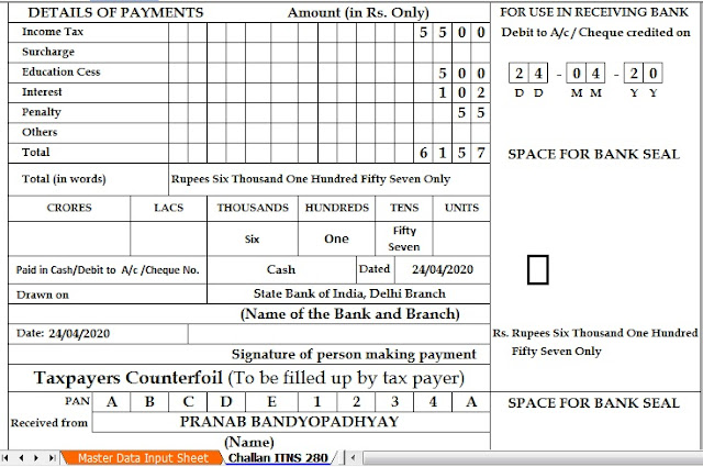 Income Tax Challan 280