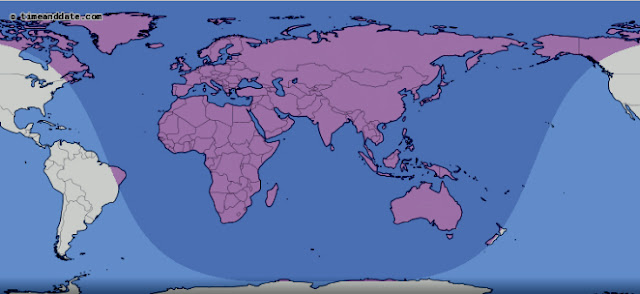 Visibilidade Eclipse 10 de janeiro de 2020