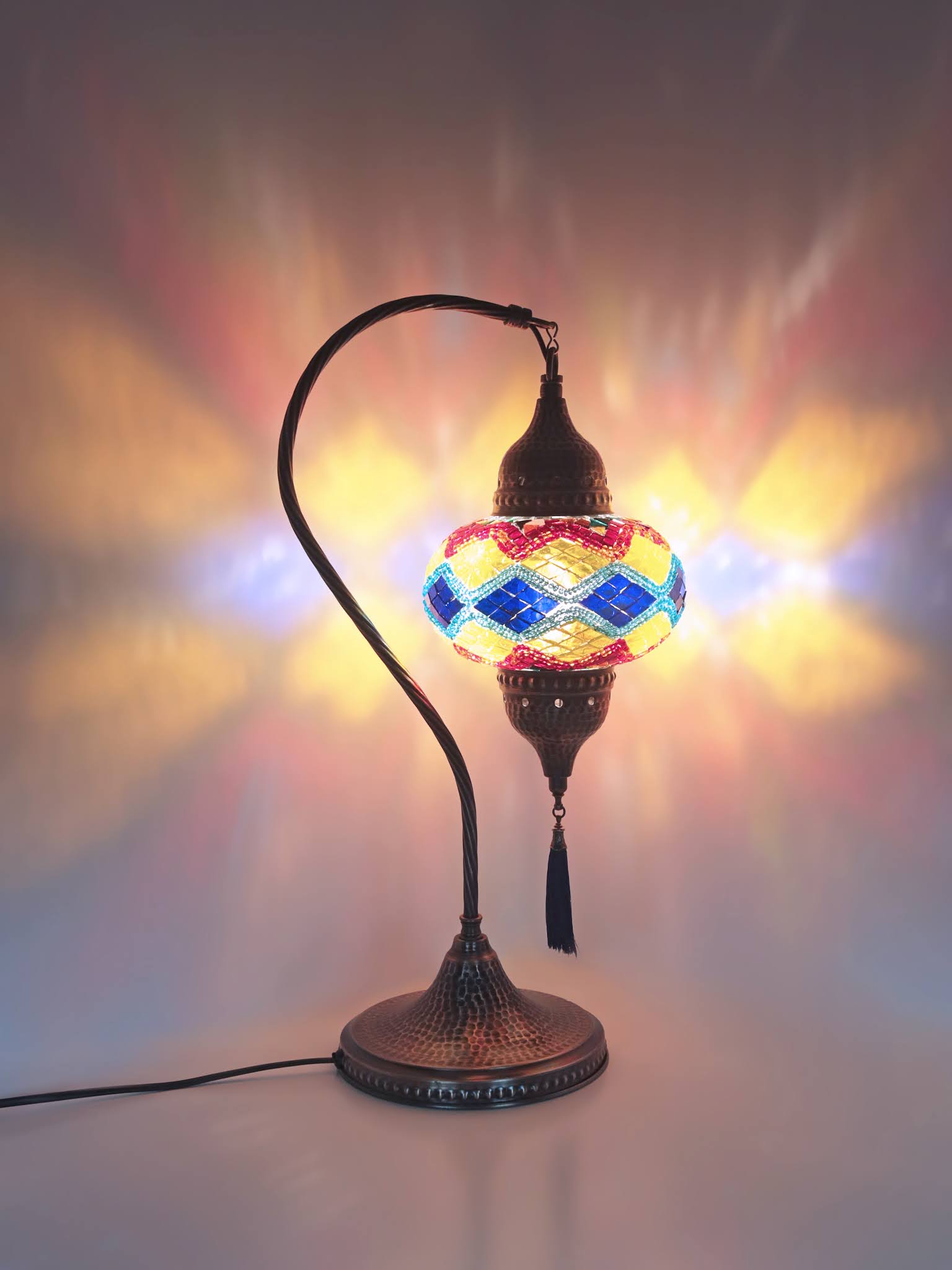 Turkish Mosaic Table Lamp Colorfully Lampshade Bedside Desk Light