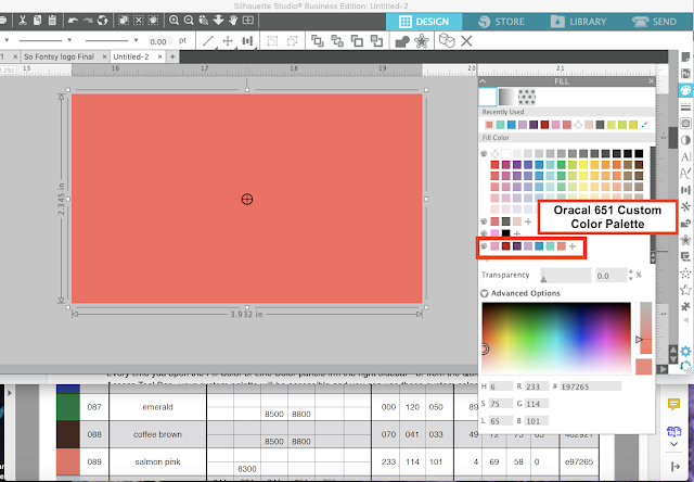 Hex IDs, Pantone Codes, studio v4.3, Oracal color chart, Siser color code