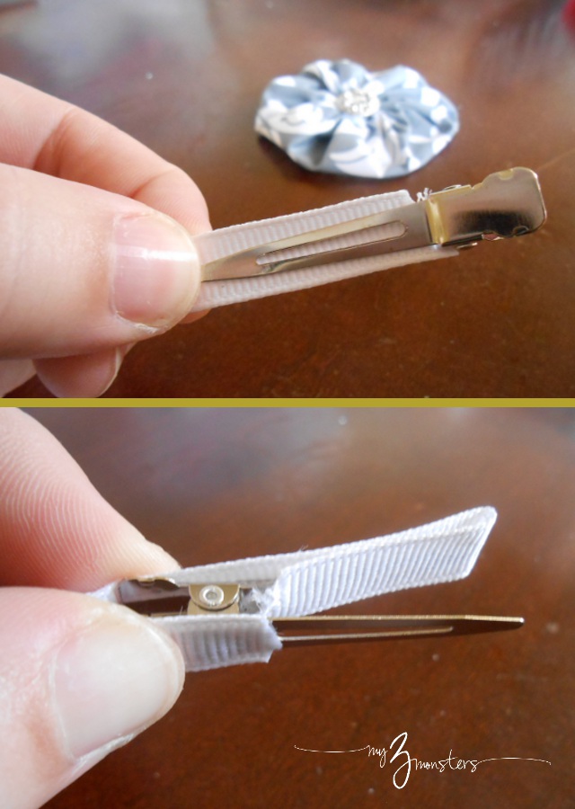 Covering a hairclip with ribbon How to cover a metal hairclip with ribbon