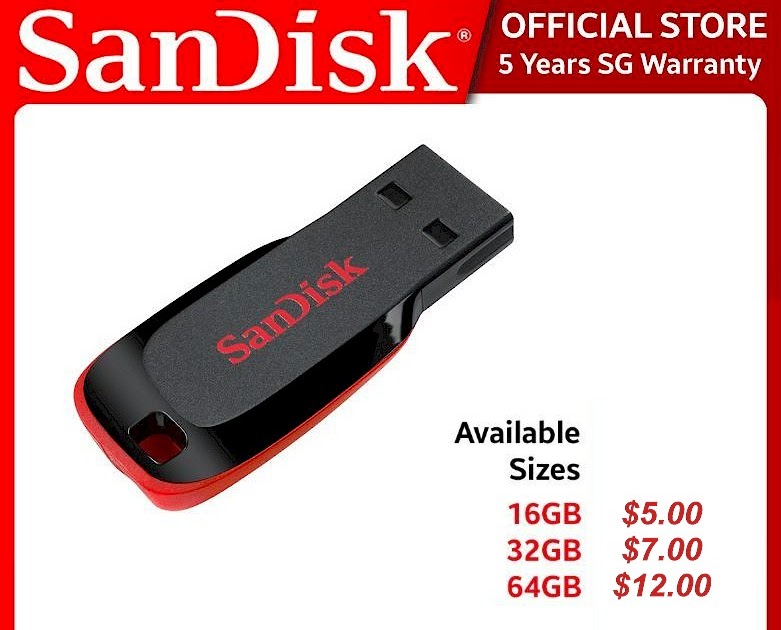 SanDisk USB Thumb Drive Starting At 5 For 16GB (5 Years Local Warranty