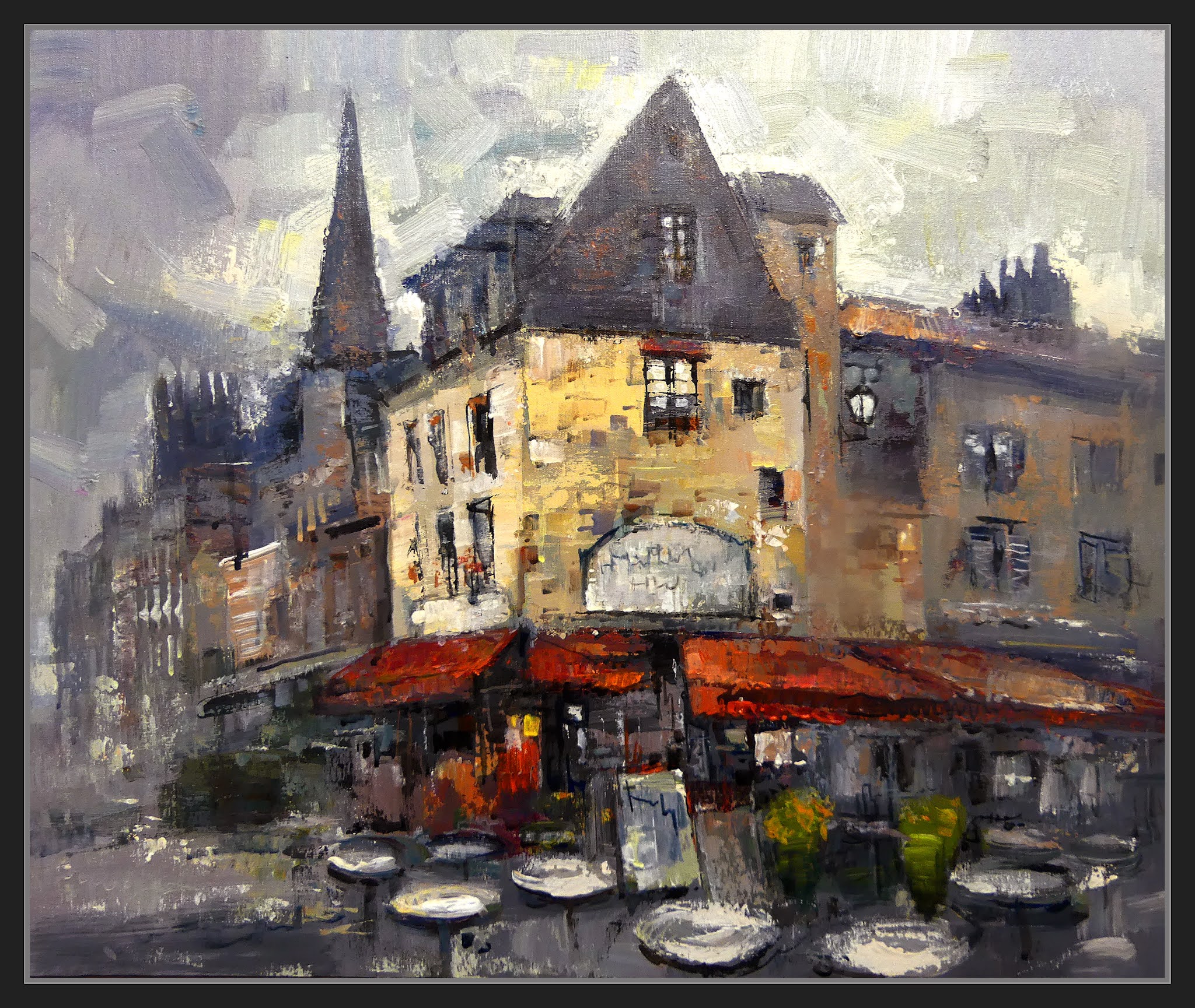 Ernest Descals.Artista Pintor: EN UN PUEBLO FRANCES-PINTURA-PAISAJES