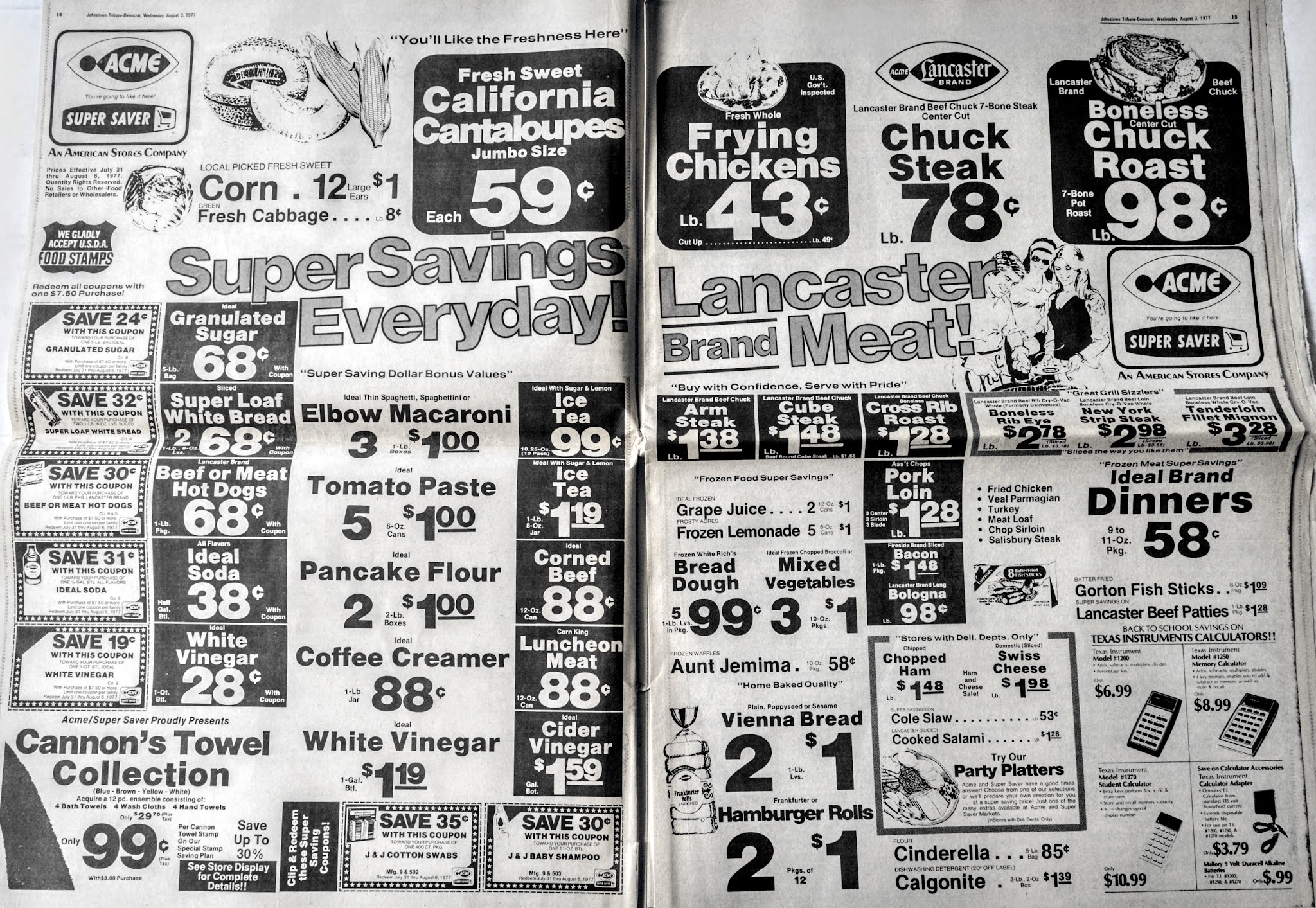 Vintage Johnstown ACME Ad 3 August 1977 The TribuneDemocrat