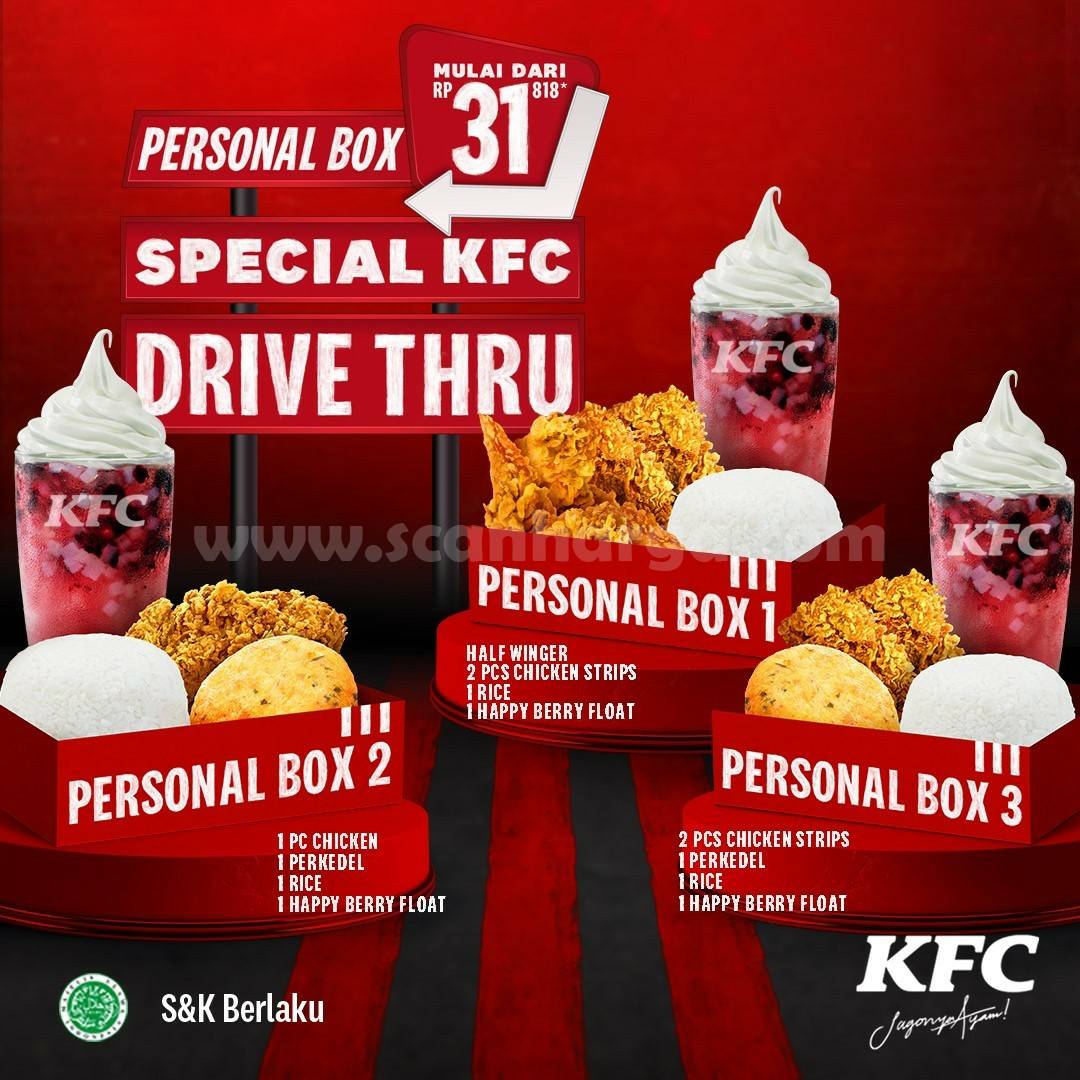 KFC Promo SPECIAL DRIVE THRU! Paket PERSONAL BOX Harga mulai Rp.31.818