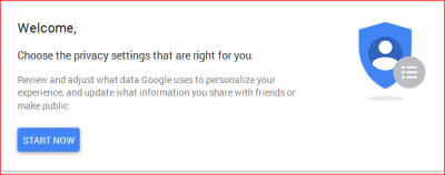 Fig 1 - Impostazioni sulla privacy di Google - per iniziare