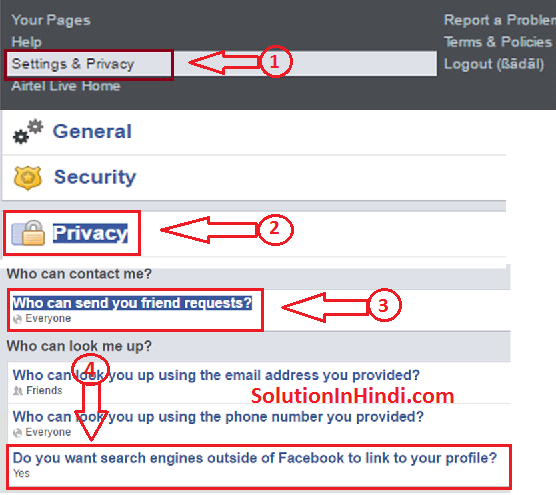 facebook settings