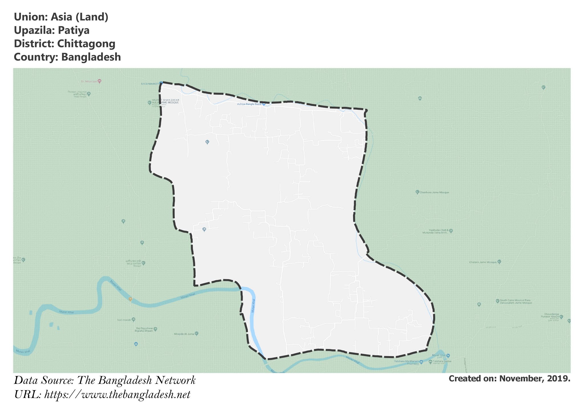 Map of Asia of Chittagong, Bangladesh.