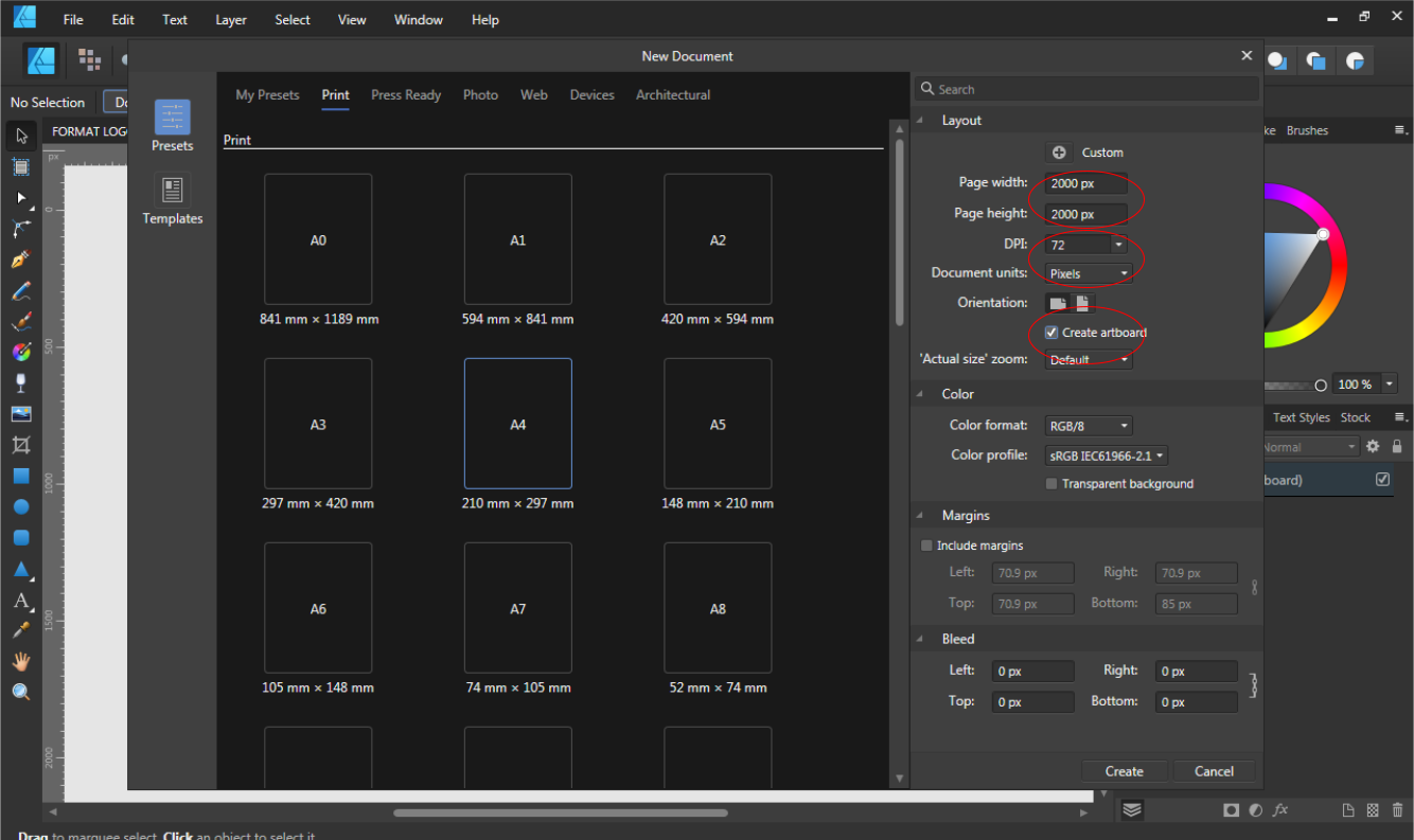 Cara Setting Ukuran Artboard dan Eksport EPS Affinity Designer Untuk
