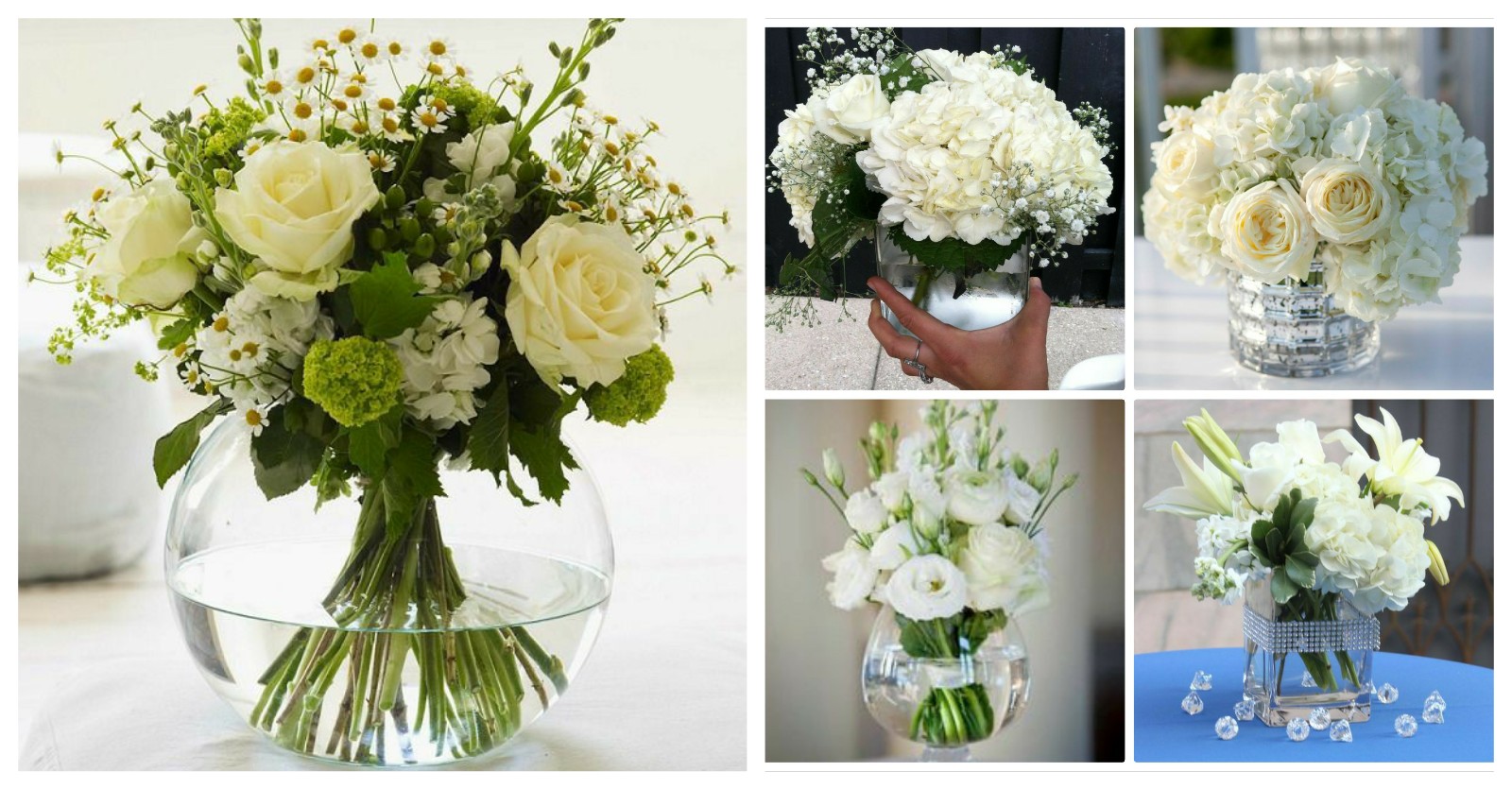 Mi Fiesta Creativa: Crea centros de mesa con flores blancas en de vidrio