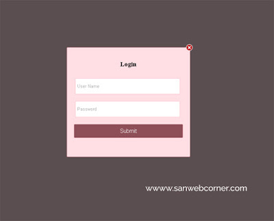 How to create popup box for login form using jquery and css