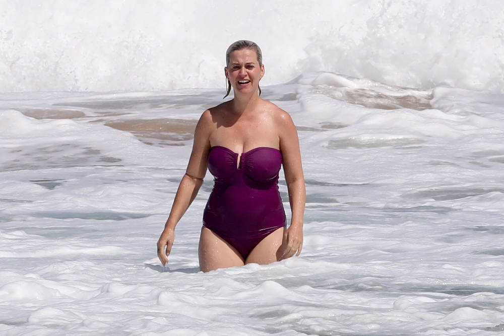 Katy Perry shows off post-baby body in Purple swimsuit on Hawaiian beach