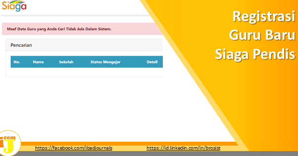Registrasi Guru Baru Siaga Pendis (Ganti Akun KepSek)