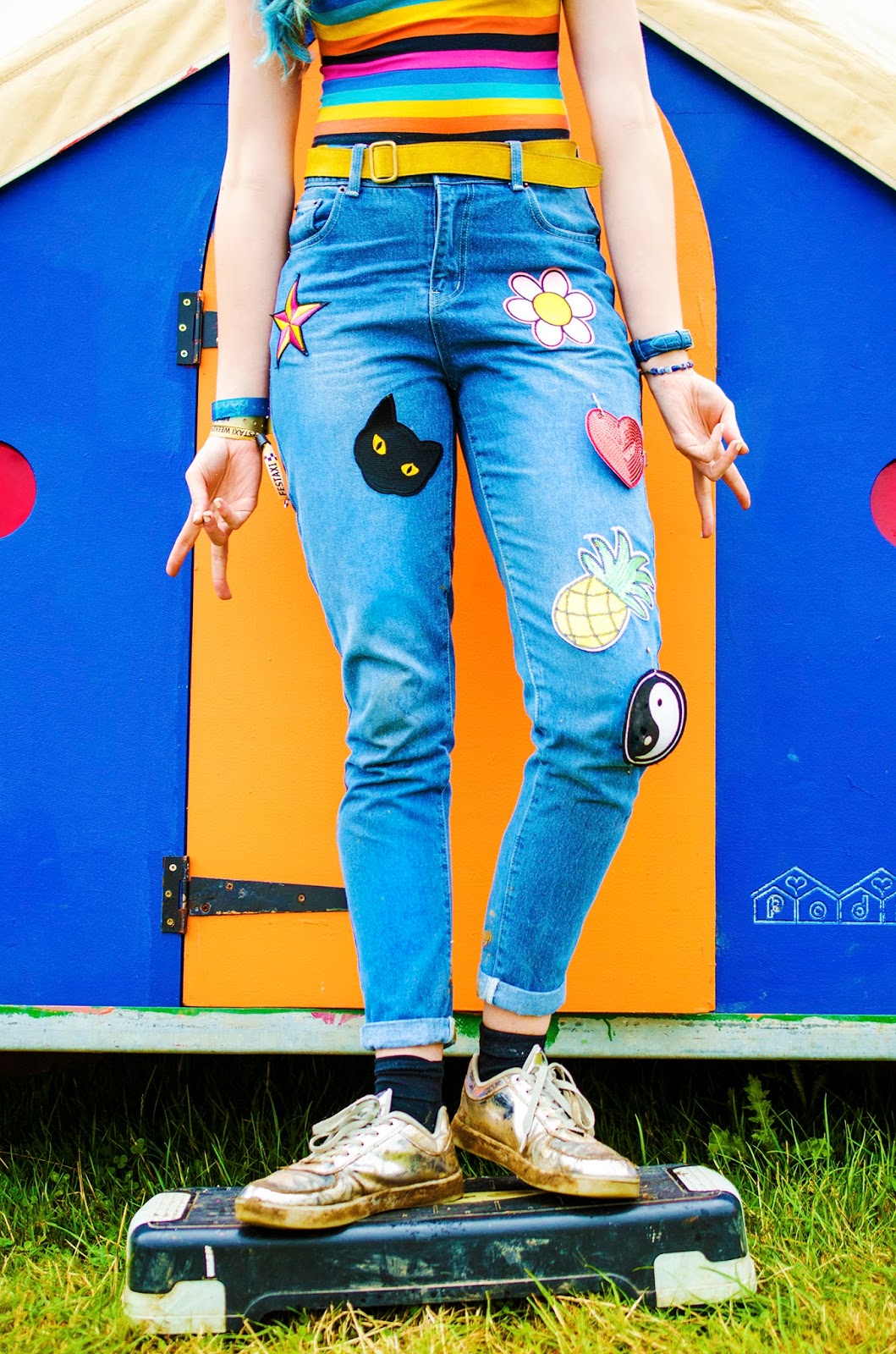 spoiled brat jeans patchwork festival