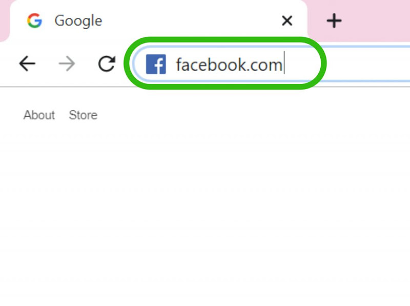 Open a browser on your laptop and type "facebook.com"