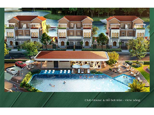 club house và hồ bơi tràn view sông