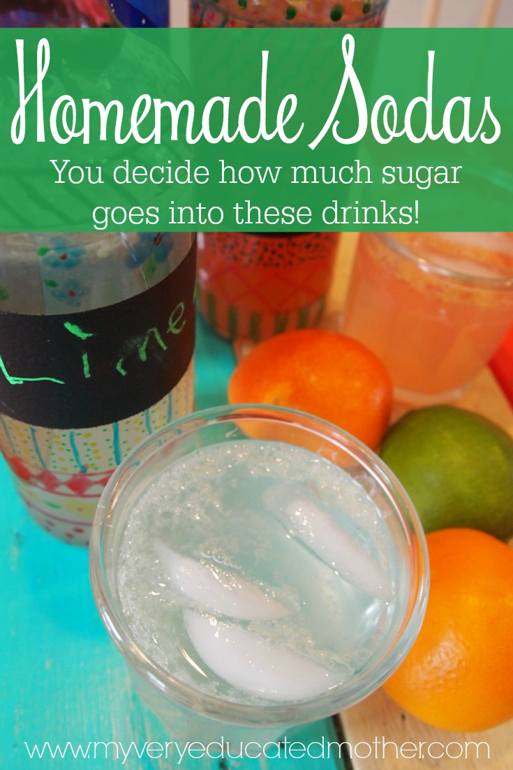 Create healthy options for our family and teach our kids how to make their own alternatives! These homemade sodas are just that, a great way to have a treat without too much sugar! 