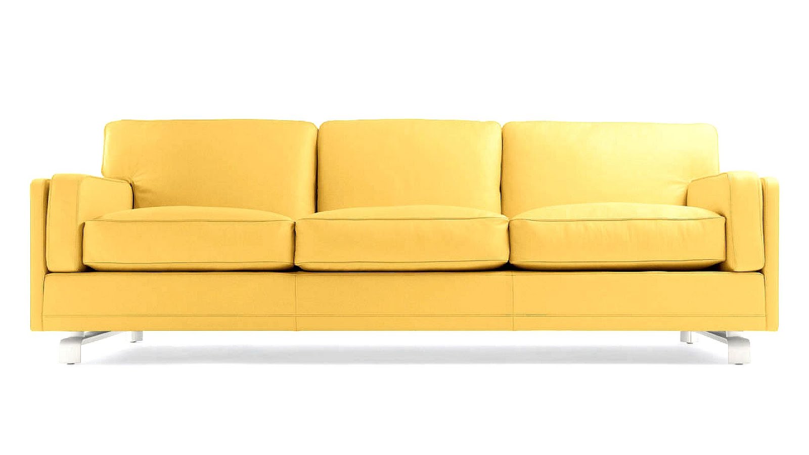 yellow walls brown leather sofa