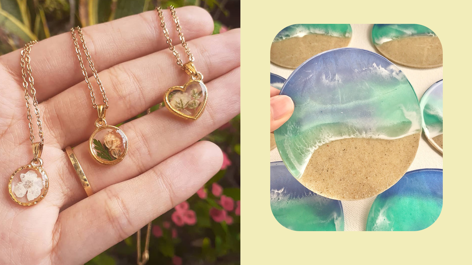 From coasters to accessories, these online stores offer dainty resin art