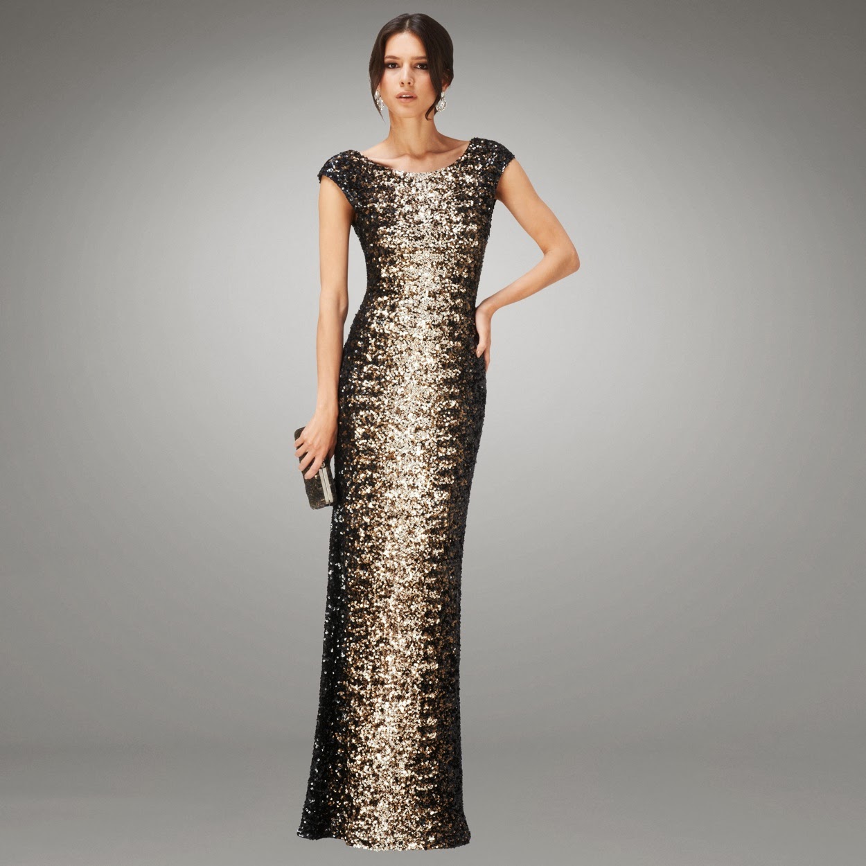 My Designer Dresses: Black and Bronze Daria Embellished Full Length Dress
