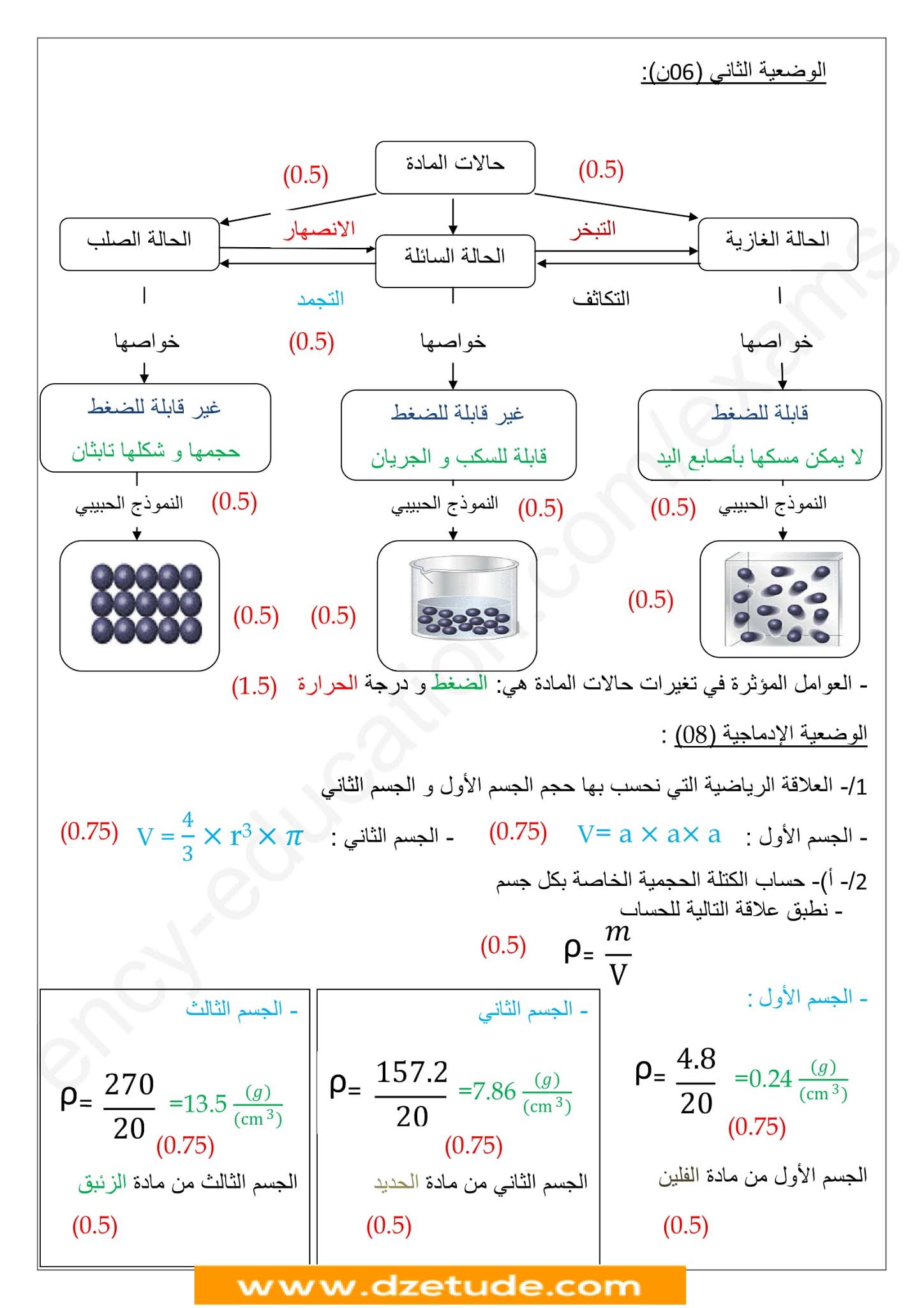 إختبار الفيزياء الفصل الثاني للسنة الأولى متوسط - الجيل الثاني نموذج 8