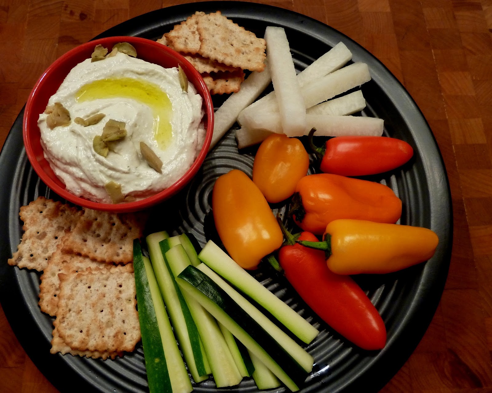 Cracked Pepper Whipped Goat Cheese and Green Olive Dip
