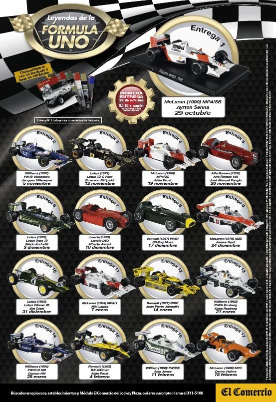 coleccion leyendas de la formula 1 1:43 el comercio