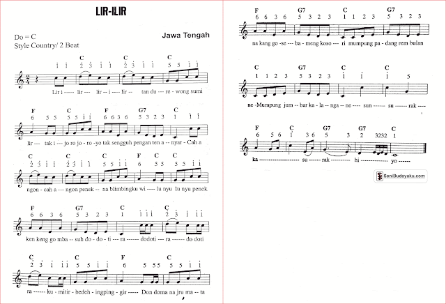 lirik dan not angka lagu lir-ilir jawa tengah