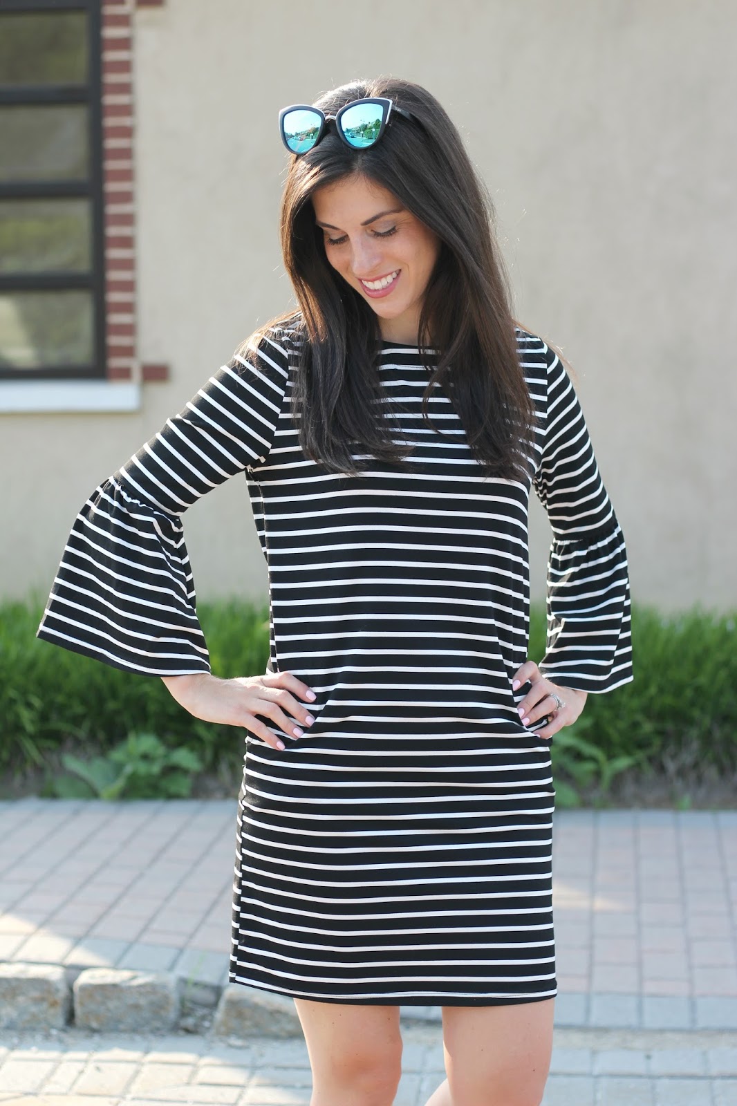 Beautifully Candid: Striped Bell Sleeve Dress and an Added Bonus With ...