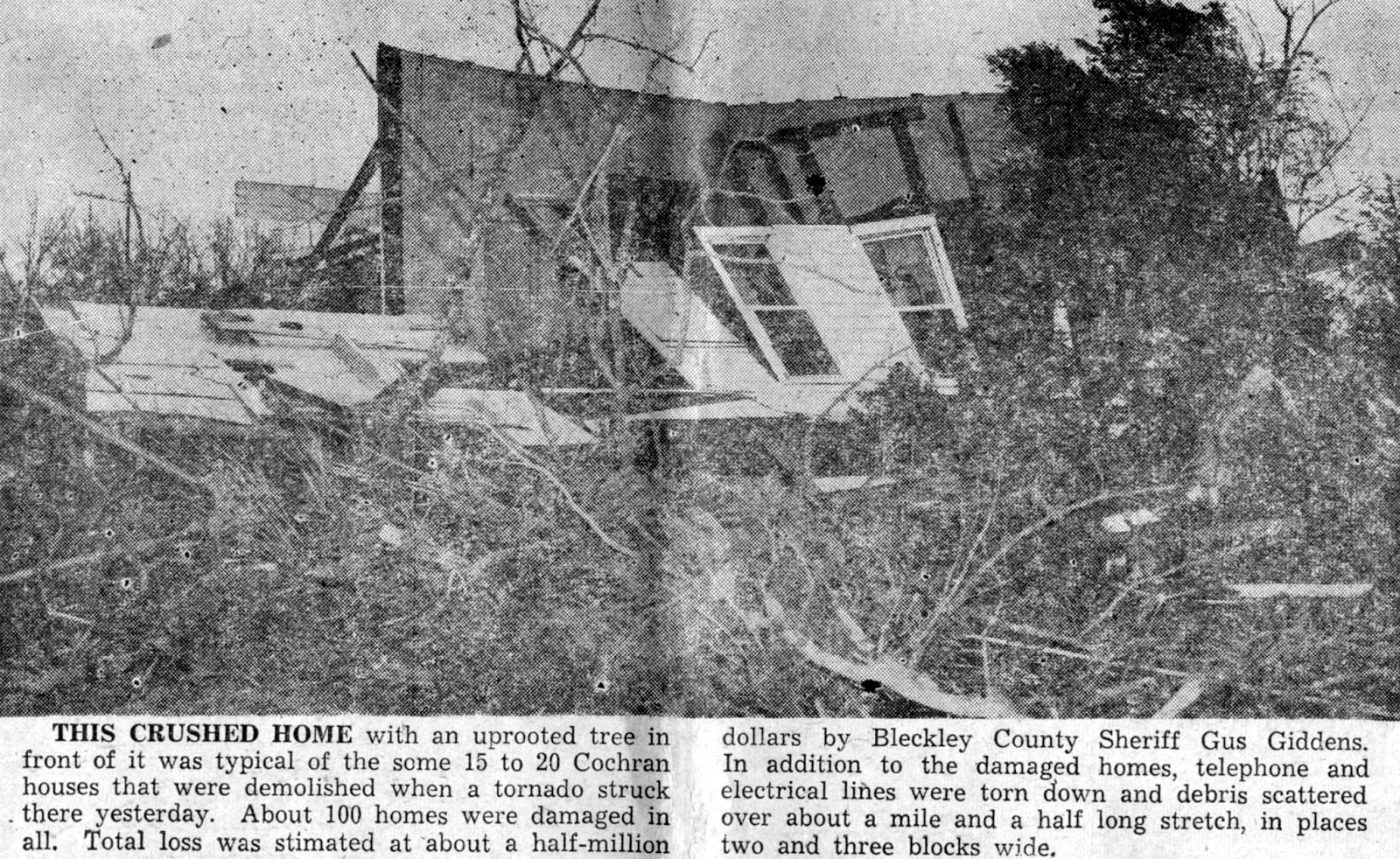 PIECES OF OUR PAST THE COCHRAN CYCLONE OF 1958