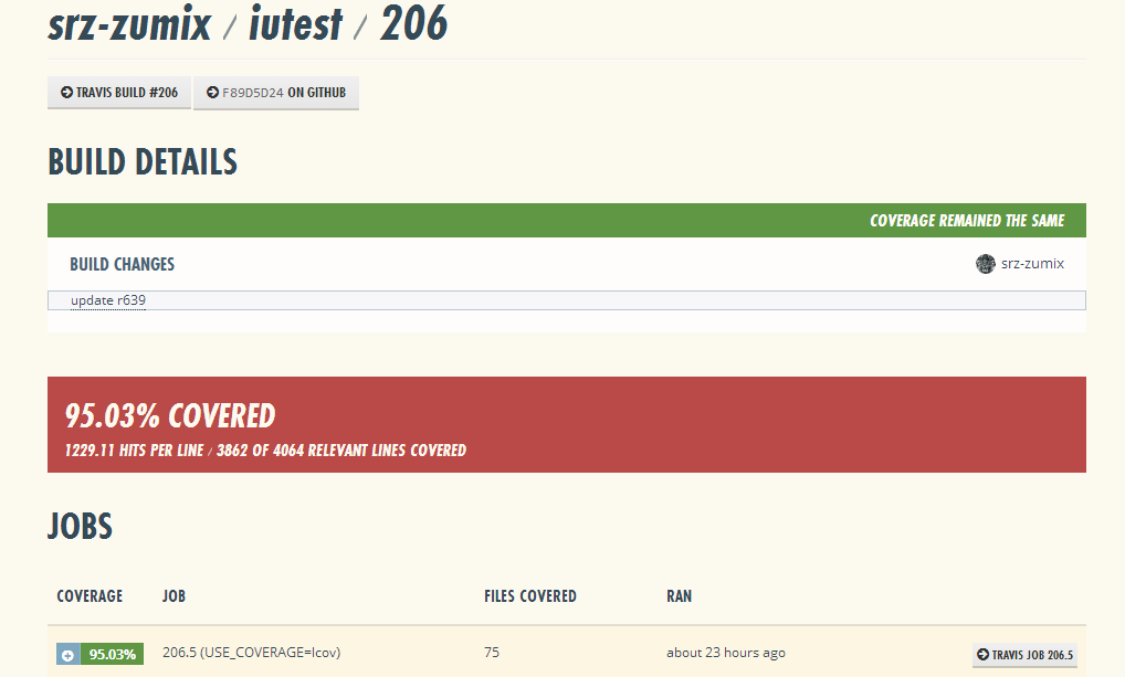 ブログズミ [C++] Coveralls でコードカバレッジ その3 (lcov + lcoveralls)
