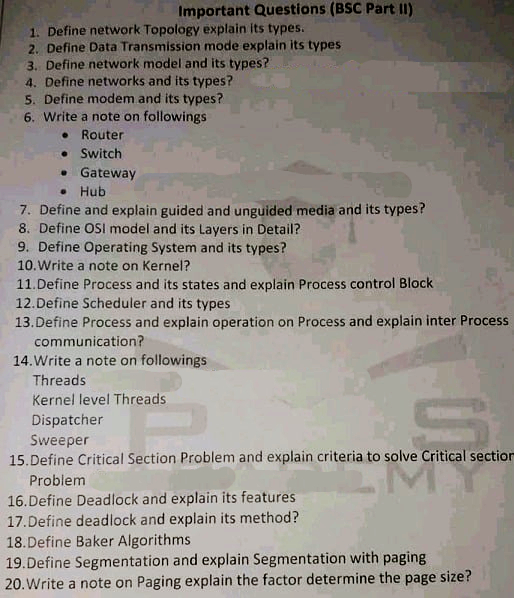 BSc Part 2 Computer Science Guess Paper 2021